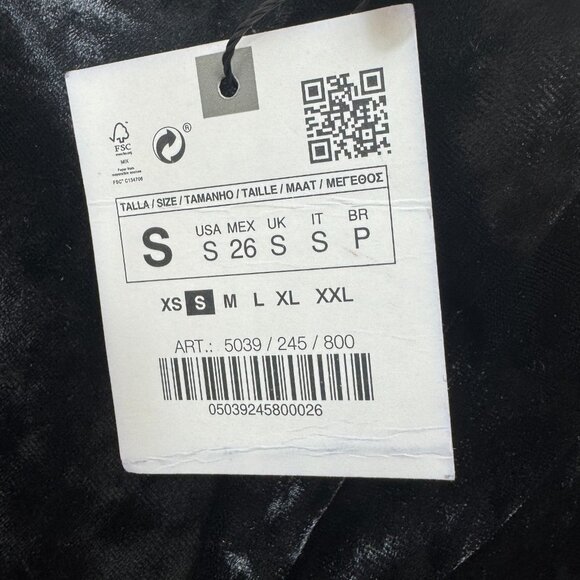 Zara Velvet Leggings Womens Small Black High Waisted Skinny - Picture 4 of 4